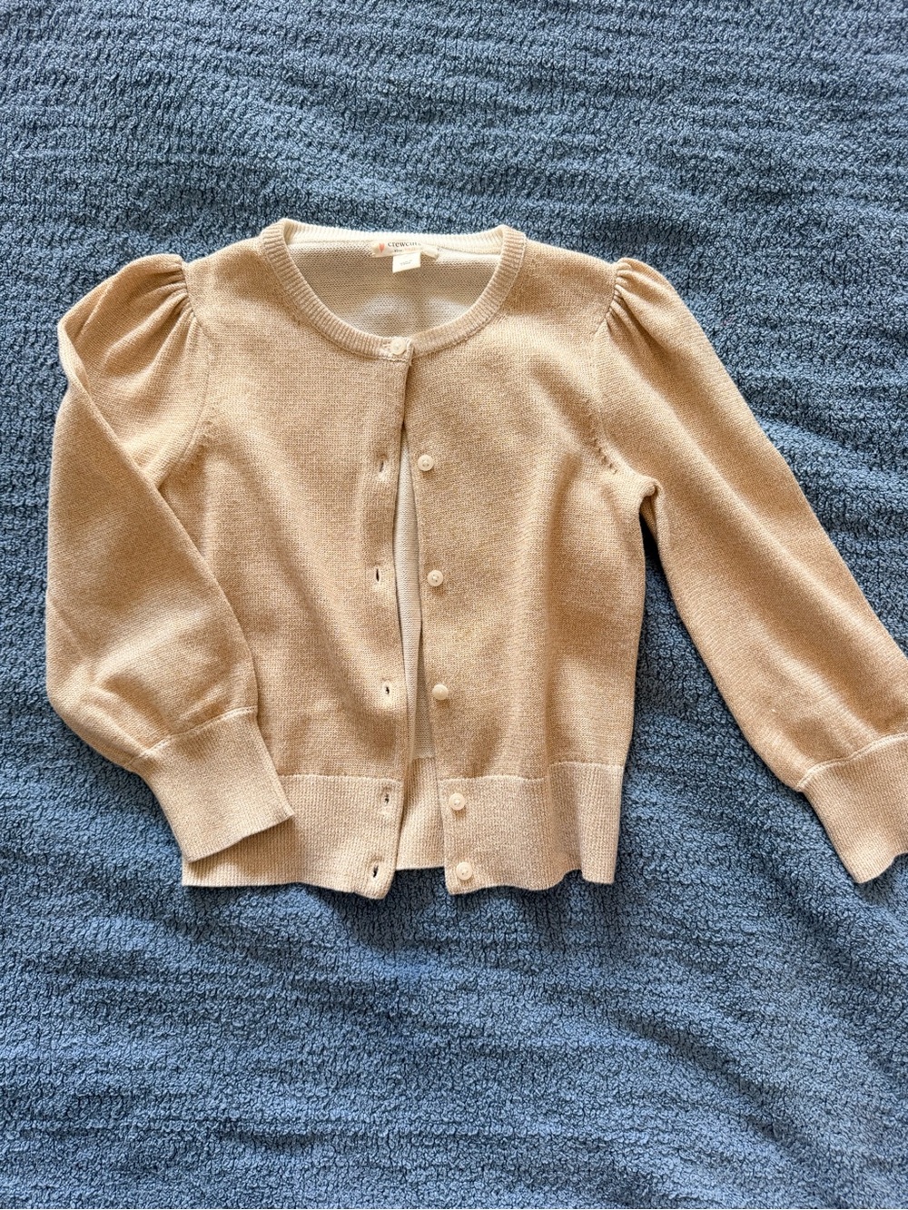 Crewcuts Beige Puff-Sleeve Button Cardigan